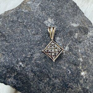 Ross Simons Diamond Shaped Diamond Chip Sterling Silver Pendant